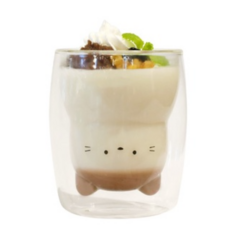 CB JAPAN 耐熱雙層動物玻璃杯 可愛造型 隔熱飲料杯 適用冷熱飲 北極熊 貓咪款 270ml, 1個, 貓咪（現貨/CJ863786）