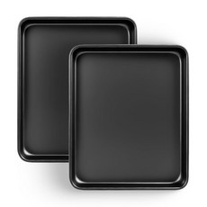 shinsin 베이킹용 토스터 오븐 팬 2팩 22.9 x 27.9cm(9 11인치) 식기 트레이 쿠키 베이킹 시트 및 사용 세트 cven용 트레이 교체 두꺼운 57% 튼튼한, 블랙-27.9x22.9x2.5cm(11x9x1인치)