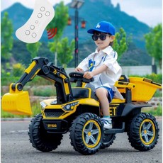 대형 포크레인 rc 카 트럭 전동차 전기 중장비 타는 장난감 전동 붕붕카 리모콘 조종 실내 야외 키즈카페, 옐로우 (굴삭 암x)