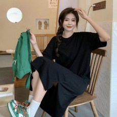 임산부용 루즈핏 데일리 롱 원피스 체형커버 반팔웨어 puu+0455dT