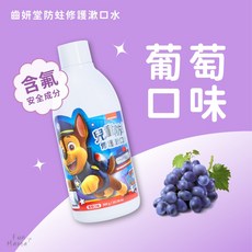 汪汪隊 兒童漱口水 無酒精含氟漱口水 防蛀, 1個, 齒妍堂汪汪隊漱口水 * 葡萄 含氟