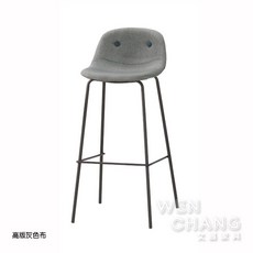 文昌家具 梅維斯吧台椅, 亞麻布灰色, 1個