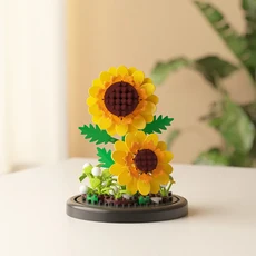 영원한 꽃 빌딩 블록 해바라기 퍼즐 장난감 데스크탑 장식 시뮬레이션