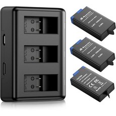 맥스 배터리 3팩 및 급속 3채널 USB 충전기 고프로 360 카메라 ACDBD001 ACBAT001 호환