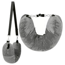 可填充U型枕頭旅行收納二合一多功能護頸枕肩帶可調節，舒適透氣旅行好物