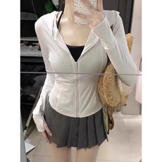 【台灣發貨】冰絲連帽薄款防曬衣女夏季新款修身顯瘦戶外運動速幹瑜伽服外套潮 防曬外套 夏天外套 冰絲外套