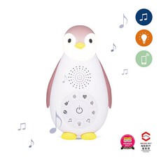 ZAZU 企鵝聲光安撫玩具 嬰幼兒心跳安撫玩偶, 粉色強鵝 / 4459, 1個