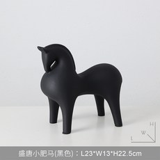 復古馬造型裝飾擺件, 黑色盛唐小肥馬擺件