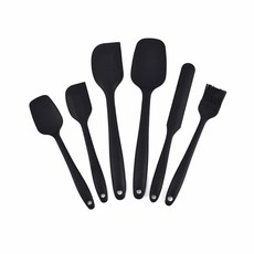 矽膠刮刀6件組 矽膠刮刀 抹刀 耐熱刮刀 烘焙刮刀 軟刮刀 奶油刮刀 奶油刷 脫模刀 烘焙用具, 黑色, 1個