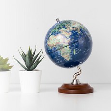 SkyGlobe 5吋仿古/衛星原貌地球儀(中文版) - N型木質底座《WUZ屋子》, 衛星原貌