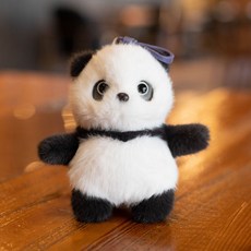 可愛動物毛絨玩具熊貓狐狸公仔兒童陪伴玩偶裝飾擺件, 黑色熊貓 15cm掛件:15-36cm, 1個