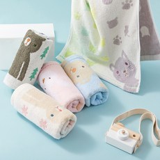 록신 어린이집 수건 자수 세면타월 코마사 핸드타월, 5개, 색상혼합