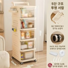 수납 타공보드 트롤리 3단/5단 무빙 웨건 페그보드 인테리어 이동식 트롤리, 5단, 흰색
