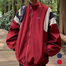 메이리앤 남성 여성 바람막이 점퍼 배색 아노락 빅사이즈 블록코어 자켓