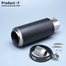 51mm 바이크 오토바이 레이싱 머플러 배기 프로젝트 파이프 (r3 gy6 R1 gsxr125 fz6 mt07 z125 용), 14 Type F