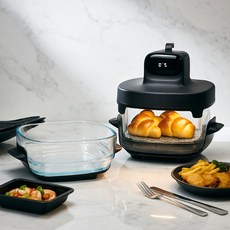 [주말특가] 독일브랜드 에어프라이어 2.5L 4.5L 세트 올인원 내열유리 조리 보관 한번에 가능 저소음 LED 터치 자취생 신혼 집들이 선물 필수 가전 가정용 자취용 선물용