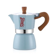 에스프레소 메이커 스토브탑 모카포트 3컵 에스프레소 포트 클래식 이탈리아 커피 메이커 싱글 안전 밸브 (블랙 3컵), 블루