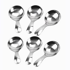 6 Pcs 스테인레스 스틸 짧은 핸들 숟가락 소금 숟가락 조미료 숟가락 디저트 스푼 차 커피 스푼 실버, 하나, [01] 실버 * [01] 실버 * 6 개, 6개