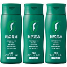 리시리 다시마 추출 염색 컬러 트리트먼트 흰머리용, BLACK, 3개