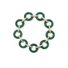 마테오 14K 옐로 골드 말라카이트 다이아몬드 브레이슬릿