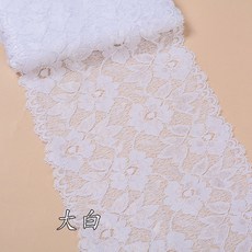 신축성 레이스 리본 원단 DIY 수제 공예 바느질 의류 흰색 트리밍 소재 16cm 너비 1 미터, WHITE, 1개