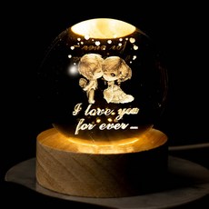 크리스탈 수면등 램프 유리구슬무드등 무드등 유리구슬, 2 크리스탈 60볼 영문캐릭터 커플 스위치 부착 웜라이