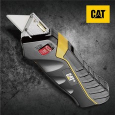 寶力優工具 CAT 按壓式美工刀 開箱刀 附贈三片安全梯形刀片 專利按壓伸縮結構 台灣製造, 1個