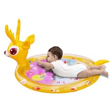 【超繪玩】30絲加厚PVC充氣拍拍水墊 嬰幼兒健身爬行拍拍墊 夏季降溫冰墊坐墊, 橙色麋鹿拍拍水墊, 1個