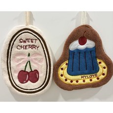 대홍샵 산호벨벳 흡수력 갑 고리수건 핸드타올, 2개, 체리&케익
