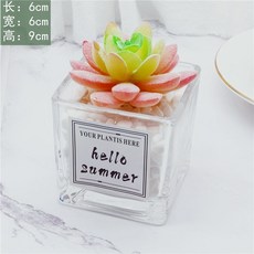 台灣熱賣ins風仿真多肉盆栽，仙人掌綠植客廳擺件，小盆栽裝飾品綠植假花桌面擺設，輕鬆打造清新居家風格, 寶石花+ins小方玻, 1個