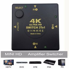 고속 스위처 스플리터 피그테일 케이블이 있는 hdmi 호환 스위치 3 포트 4k hd 3 in 1 out은 전체 4k 1080p 3d 플레이어를 지원합니다., 4k 30hz type2, 1개