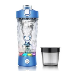 전기 단백질 셰이커 병 체육관용 믹서 믹싱 22온스 USB 충전식 컵 트리탄 워터 BPA 프리 휴대용 병 드링크, Blue, 1개