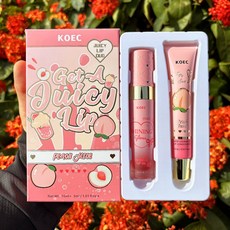 KOEC 草莓唇部套裝 蜜桃唇油 補水保濕 滋潤 防裂, 1個, 蜜桃脣部套盒