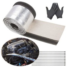 DEGEOBERLIN 알루미늄 처리된 히트 슈라우드 히트 쉴드 와이어 실버 타이 1.1''I.D. 포함 슬리브 10피트 연료 라인 10개의 지퍼 보호 랩 금속 히트 호스, silver, 1.5''I.D.