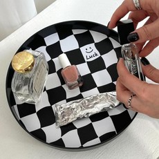 사각 체커보드 트레이 북유럽 다용도 트레이 홈데코 신혼 화이트 블랙, 단일상품0