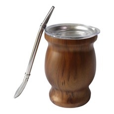 Yerba Mate Cup Mate Tea Cup/Gourd 세트 다목적 이중 벽으로 된 안티 스케일링 선물 8 온스 티 컵 세트 티룸 기숙사, 7.5cmx11cm, 스테인레스 스틸, 갈색, 1개