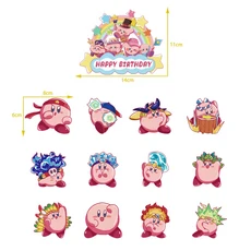 핫 스타 커비 생일 파티 칼 붙이 접시 일회용 배너 케이크 토퍼 매달려 깃발 풍선 장식, Cake decoration 1set