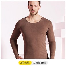 新品 無痕保暖秋衣男士單件上衣加絨加厚打底衫雙面德絨自發熱內衣上身 副廠商品