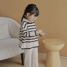 小不點兒 女童針織條紋套裝 兒童半高領毛衣兩件套