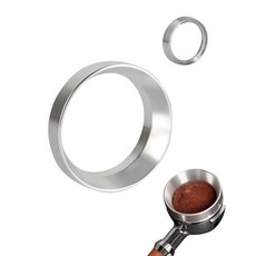 54mm 스테인리스 스틸 에스프레소 도징 깔때기 - 마그네틱 커피 링 파우더 디스펜서 도저 Portafilter와 호환 가능, Silver, 54 Millimeters