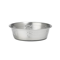 PetRageous 13097 피지 스테인리스 스틸 미끄럼 방지 식기 세척기 사용 가능 강아지 그릇 1.75컵 용량 14cm(5.5인치) 지름 4.4cm(1.75인치) 높이 소, Cayman 클래식 스테인리스 스틸 그릇, NO SIZE