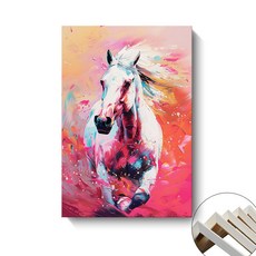 現代簡約裝飾畫 馬到成功 駿馬噴繪油畫 客廳臥室玄關無框畫, 無框畫內框+油畫布）B,35x50cm