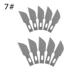 조각 블레이드 교체 가능 1/2/3/4/7/10/11A/11B/12/16/17/19/20/21 실버 DIY 수공구 공예 메스 다기능 블레이드 10, 7, 1개