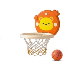 可愛獅子造型兒童籃球框 壁掛式投籃玩具 可調節高度, 橘色-獅子, 1個