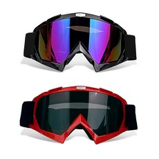 ZEMFAY 더트 바이크 고글 방풍 방진 김 서림 방지 ATV 안경 모토크로스 안경 자외선 차단 라이딩 레이싱 오프로드 남성 여성 청소년용, 블랙 프레임+컬러 렌즈&레드 프레임+그레이 렌즈