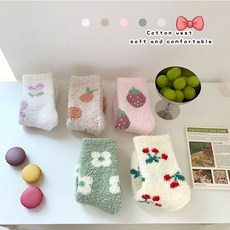 (5개1세트) 과일플라워 파스텔 수면양말