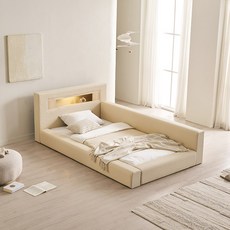 삼익가구 포레티 편백나무 LED조명 가죽 침대 SS Q LK, 아이보리_밸런스형_매트제외