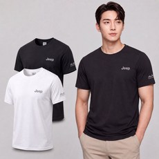 1+1 지프 반팔티 남녀공용 기본 반팔 티셔츠 2Pack 데일리 무지 여름 커플룩