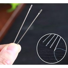 돗바늘 귀 큰 바늘 바느질 구멍 실 끼우개 바늘구멍 실꿰기 고무줄RAM, 실버(12개세트), 1개