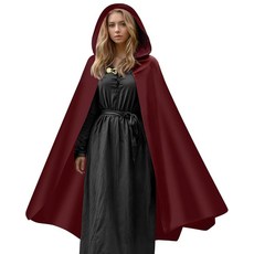 Prebene 르네상스 여성용 남성용 후드 망토 고딕 중세 빈티지 케이프 할로윈 코스프레 코스튬 블랙.